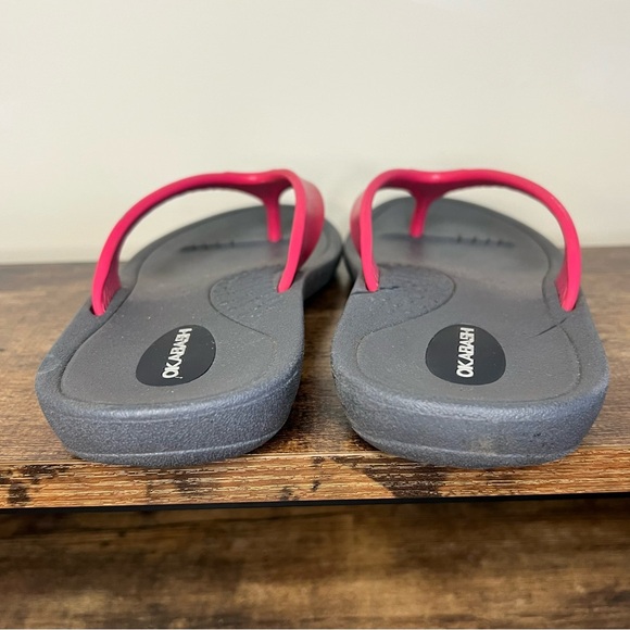 Okabashi Breeze Flip Flops Pink Gray Rubber Arch Support Slip Resistant womens M - Picture 3 of 9